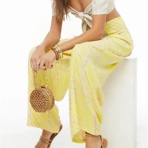 Wide-Leg Yellow Printed Palazzo Pants